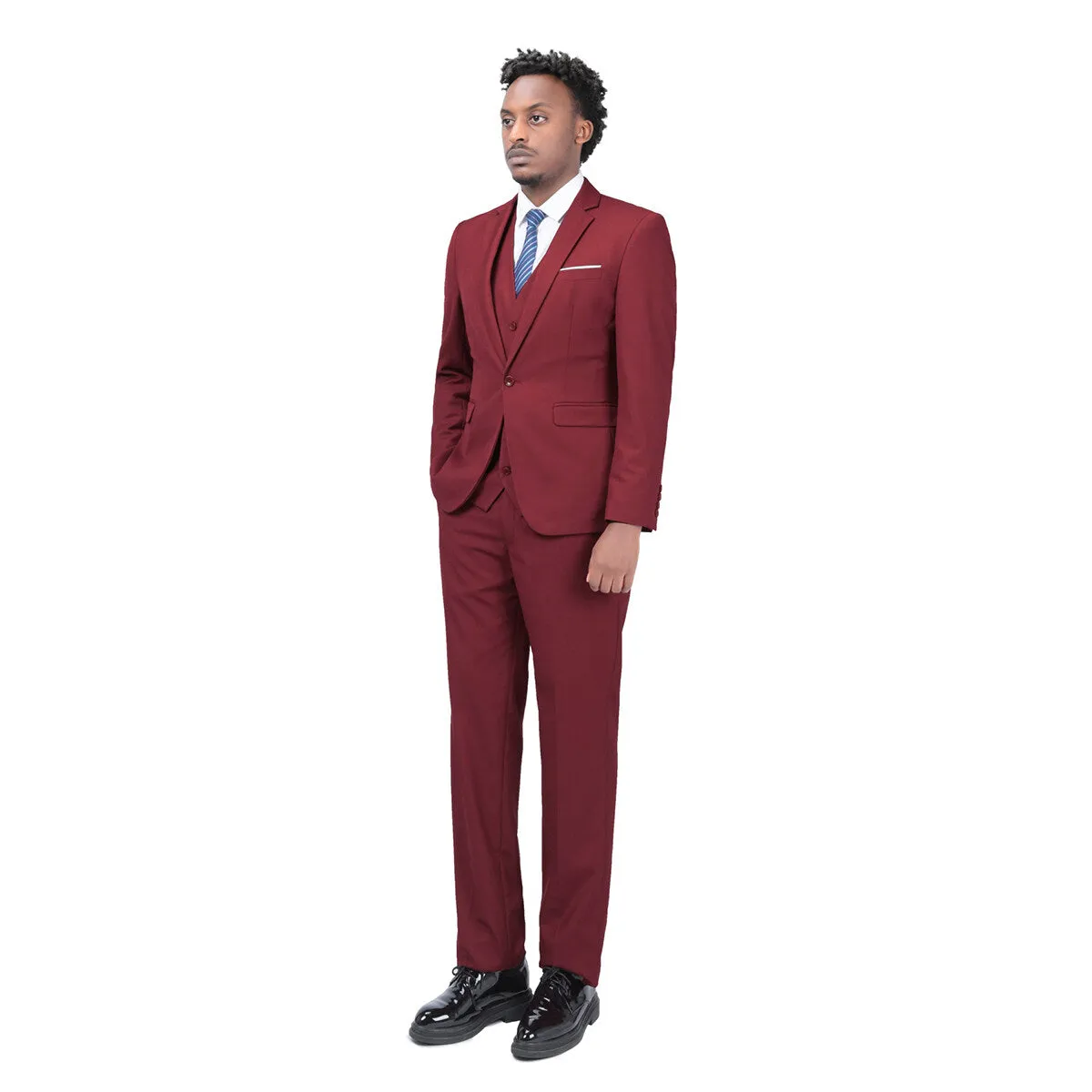 3-Piece One Button Formal Suit Red Suit