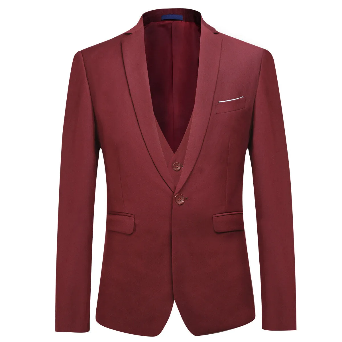 3-Piece One Button Formal Suit Red Suit