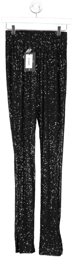 4th & Reckless Black Sequin Split Hem Leggings - Anette UK 8