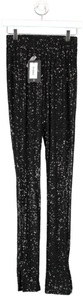 4th & Reckless Black Sequin Split Hem Leggings - Anette UK 8