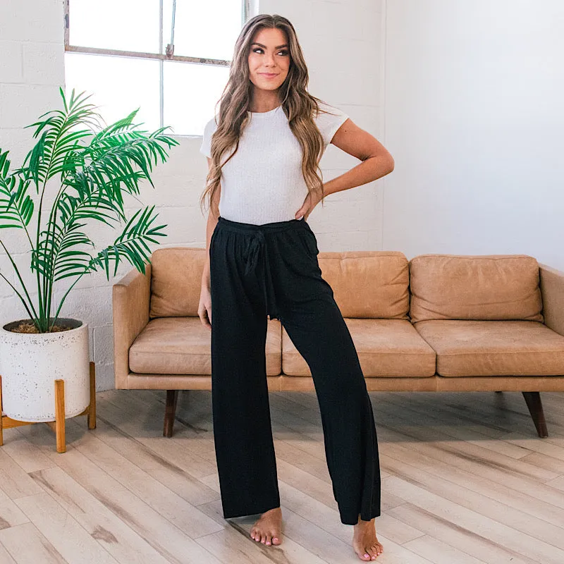 Adelle Black Flowy Pants