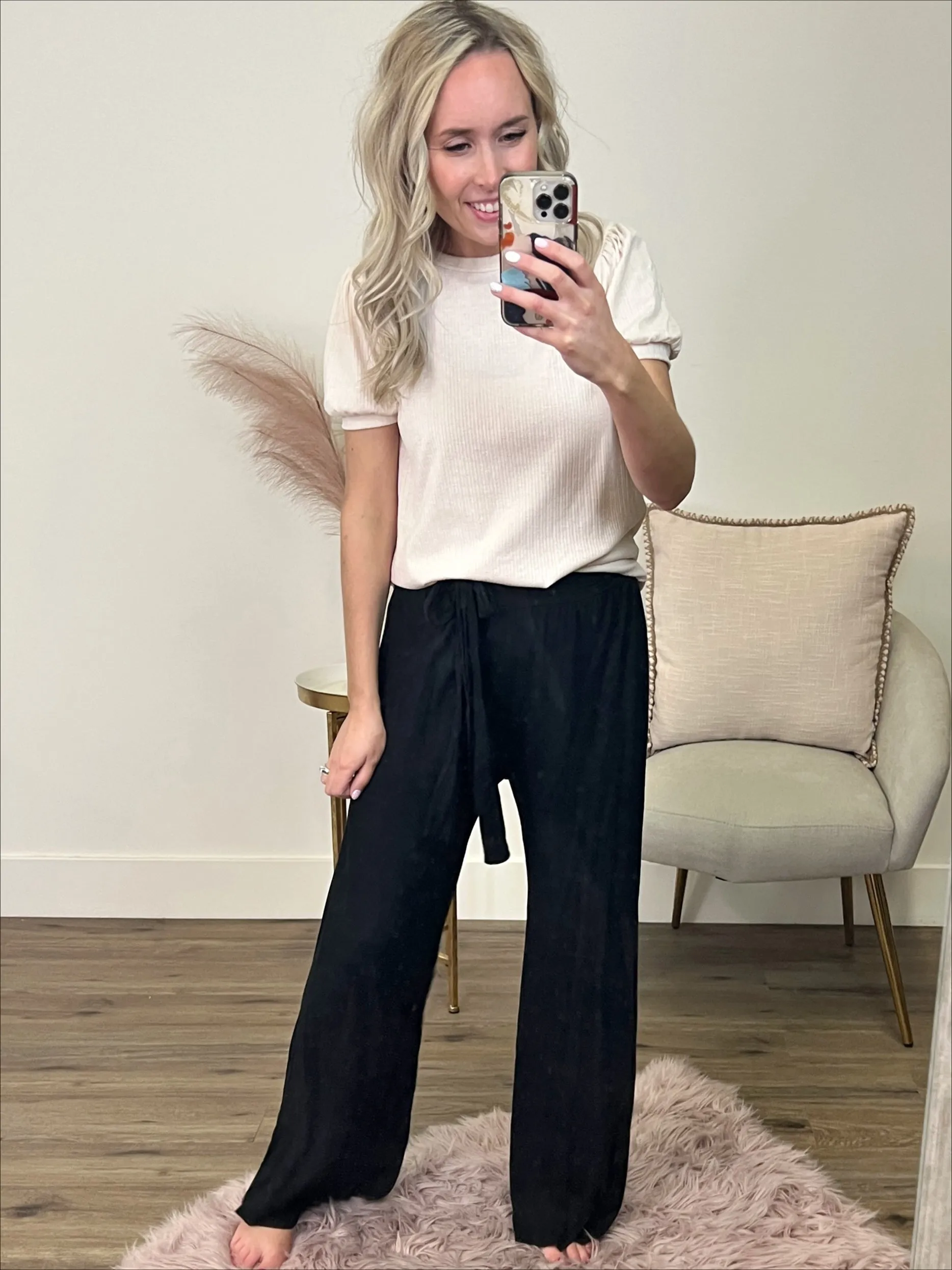 Adelle Black Flowy Pants