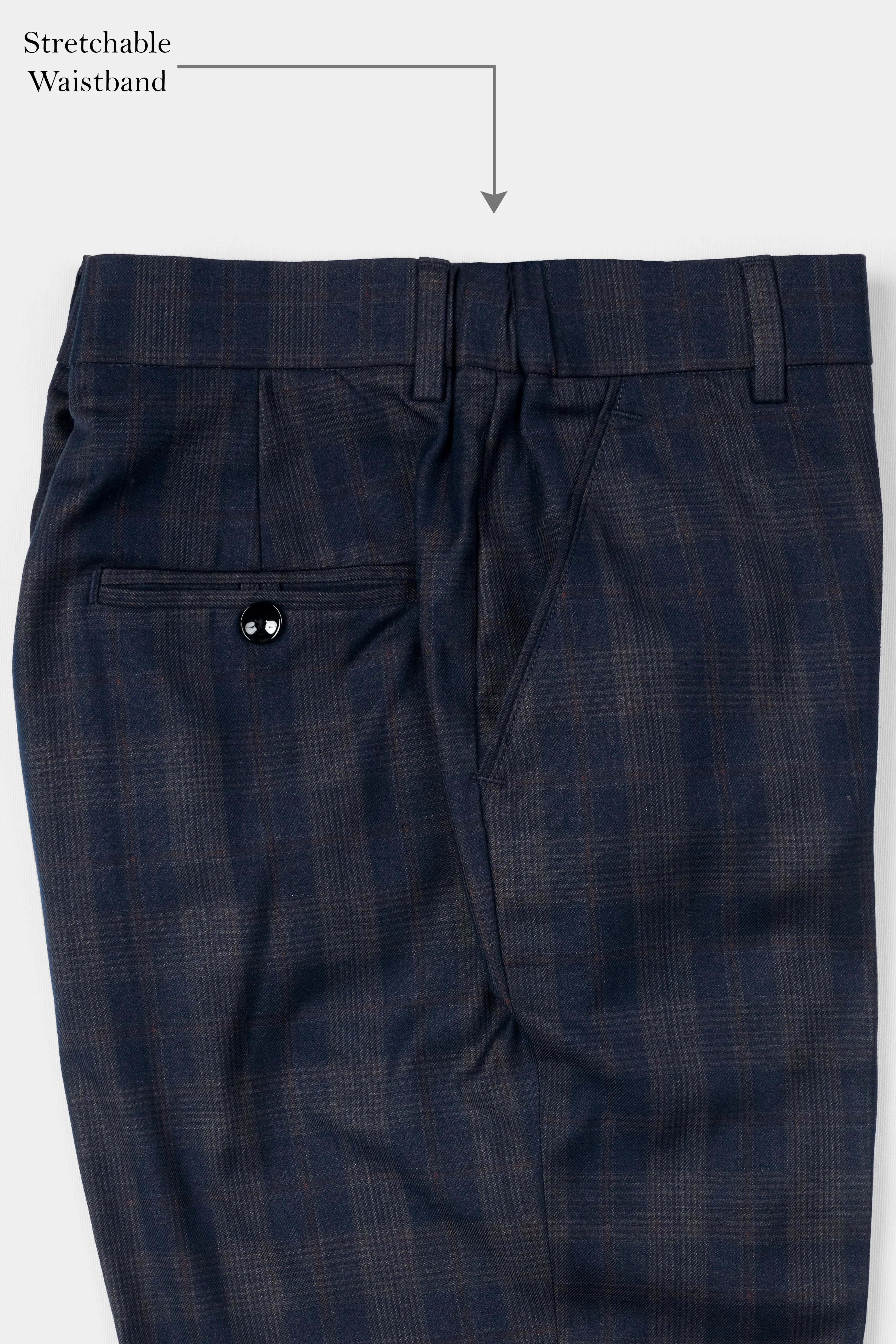 Admiral Blue and Cinereous Brown Plaid Wool Rich Pant