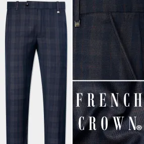 Admiral Blue and Cinereous Brown Plaid Wool Rich Pant