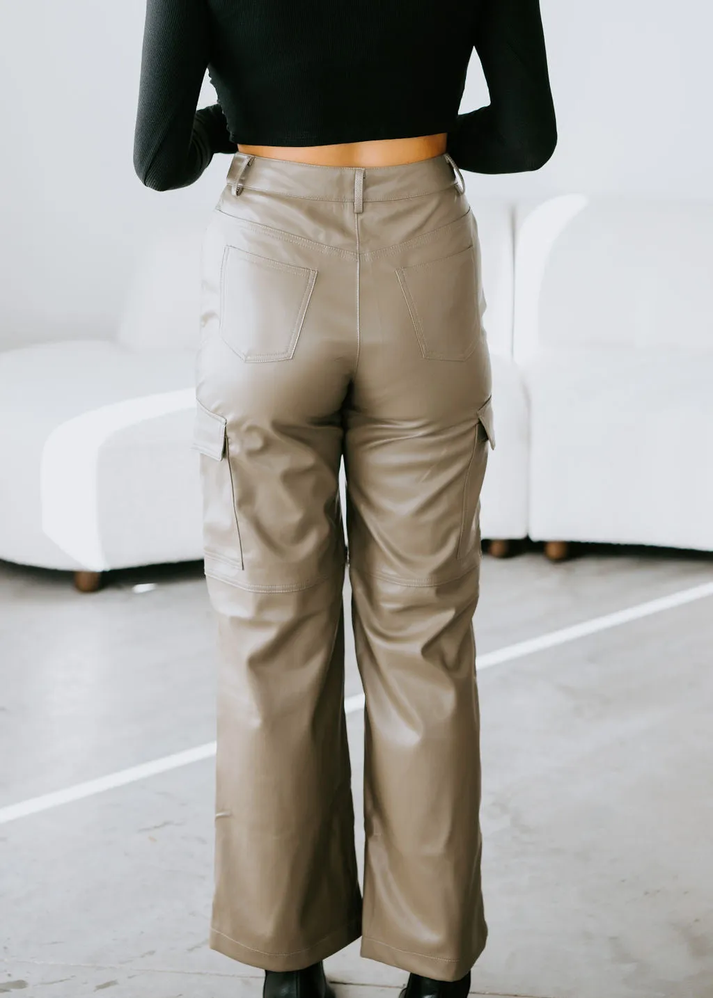 Alma Faux Leather Cargo Pants