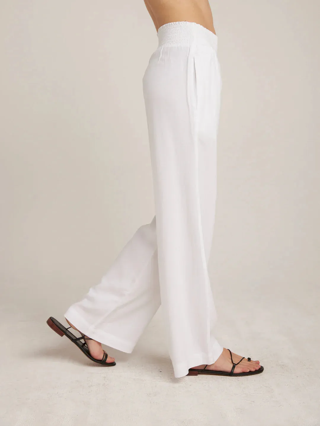 AMARI SMOCKED WAIST WIDE LEG PANT (WHITE) - BELLA DAHL