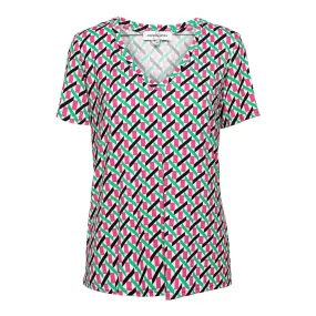 &CO Woman V Neck Top Venice Candy - Fuchsia/Multi