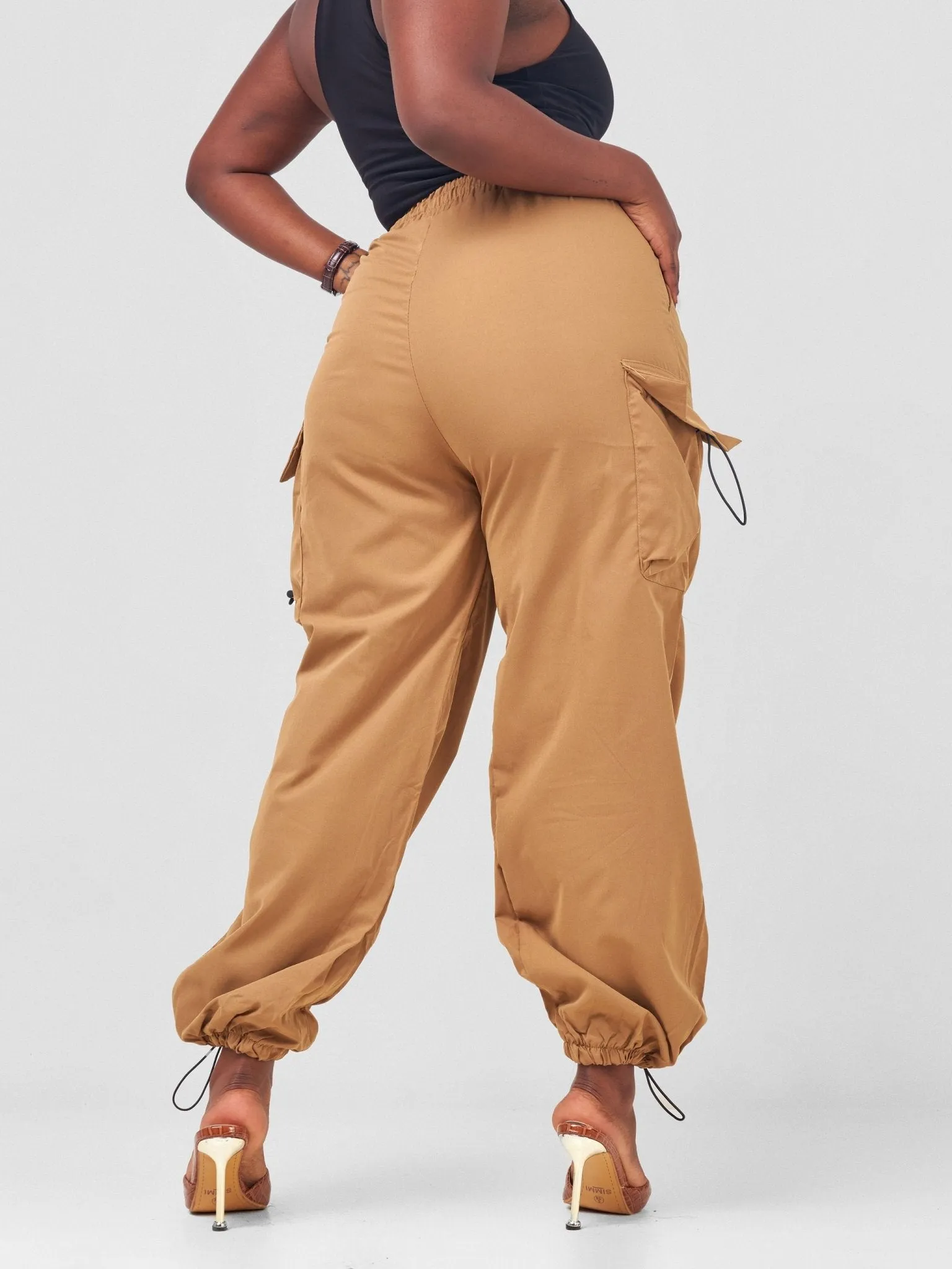 Anika Parachute Straight Leg Cuffed Cargo Pants - Brown