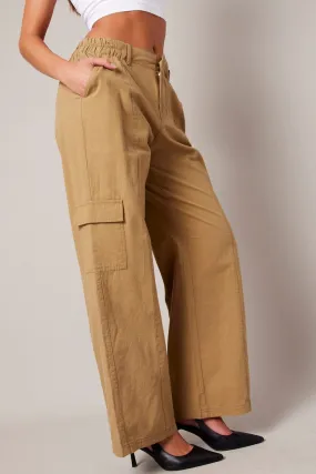 Beige Cargo Pants Mid Rise