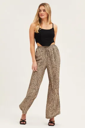 Beige Geo Wide Leg Pants