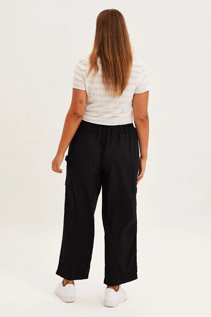 Black Cargo Pants High Rise