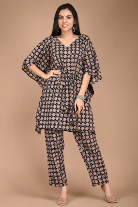 Black Cotton Kaftan Set