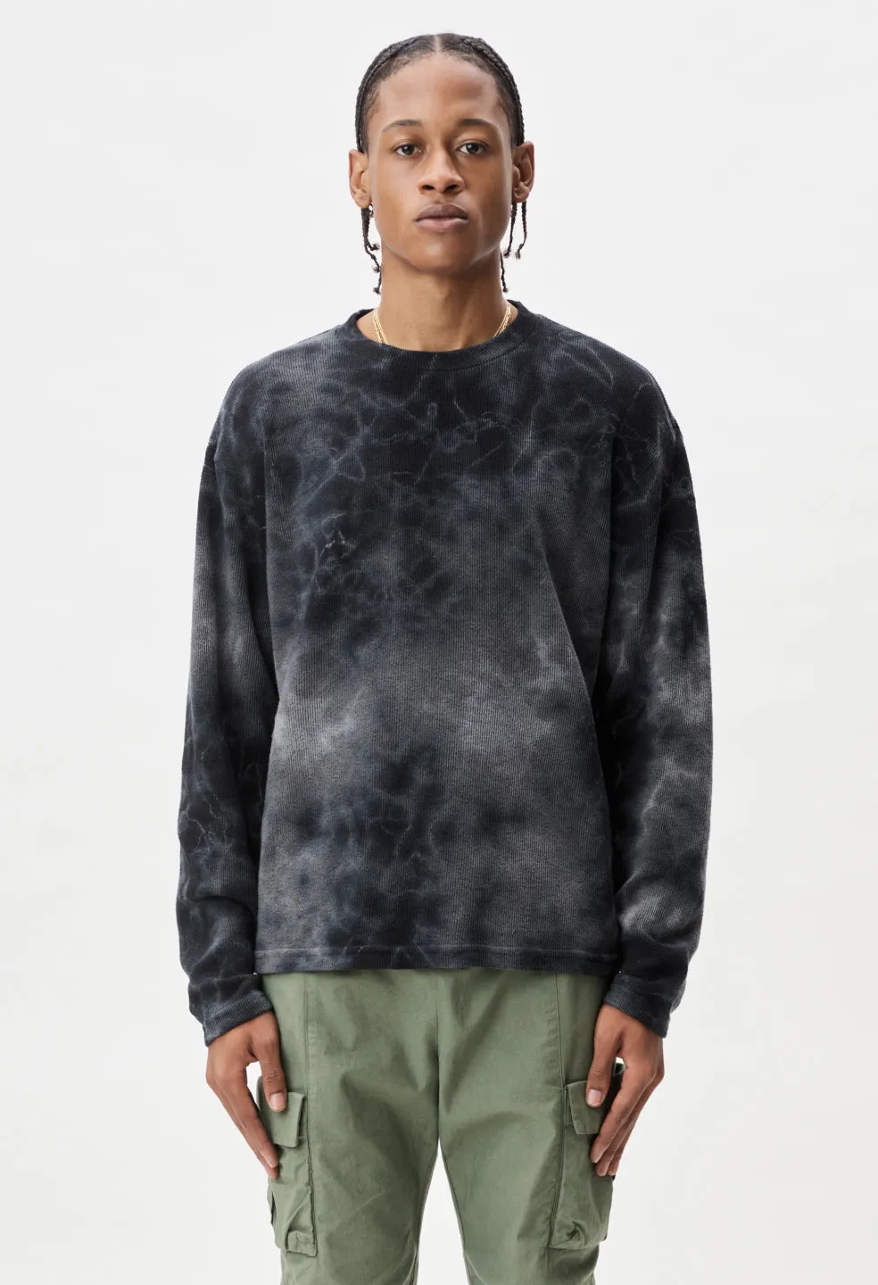 Block Terry Crewneck / Black Ghost Dye