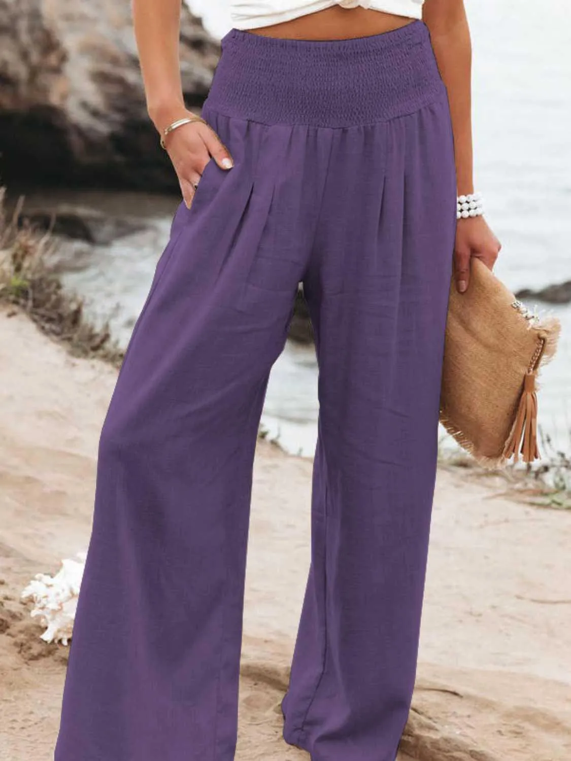 Bridgett Smocked Waist Wide Leg Pants