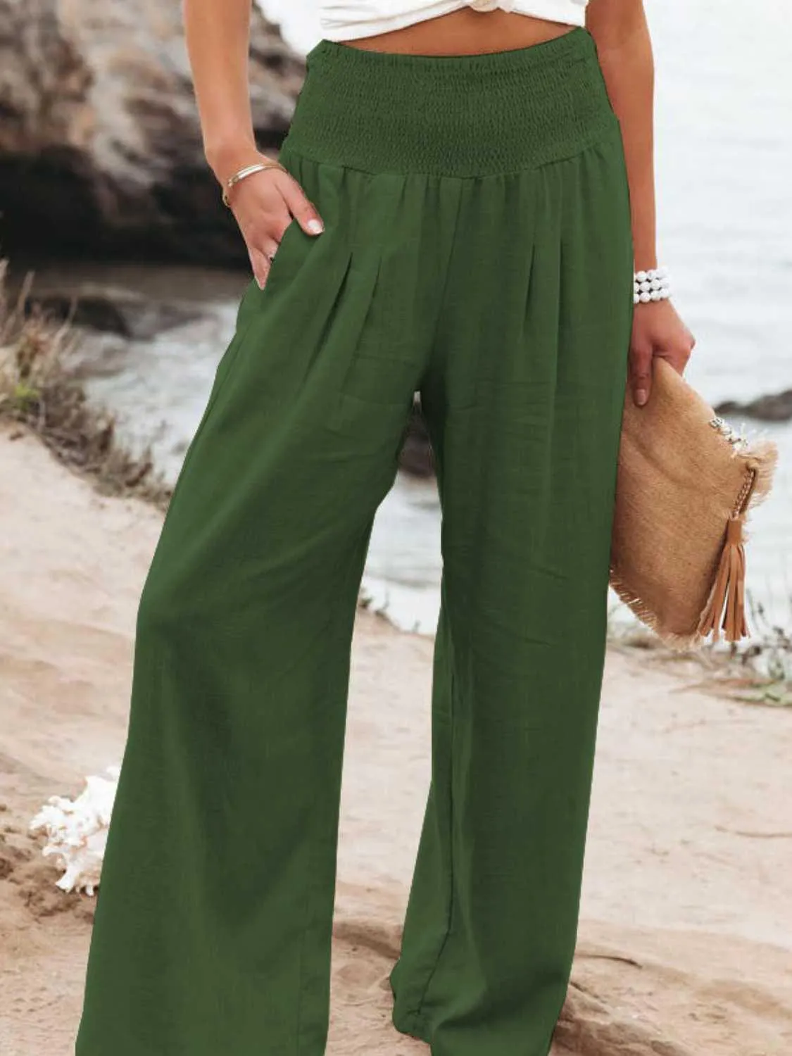 Bridgett Smocked Waist Wide Leg Pants