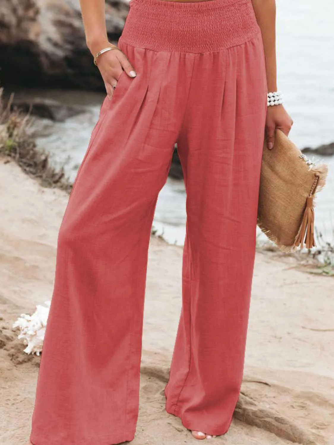 Bridgett Smocked Waist Wide Leg Pants