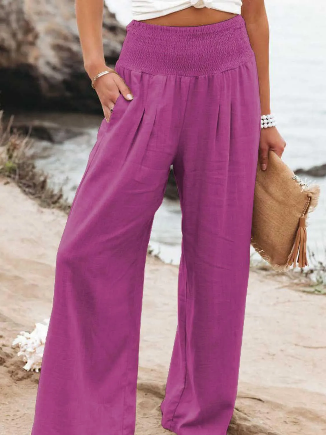 Bridgett Smocked Waist Wide Leg Pants