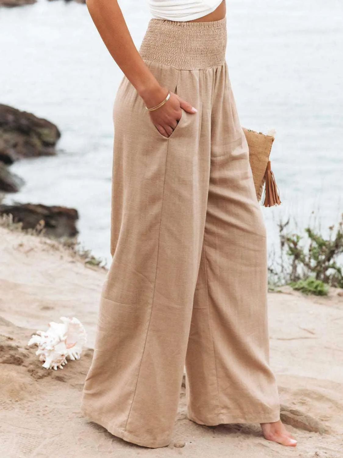 Bridgett Smocked Waist Wide Leg Pants