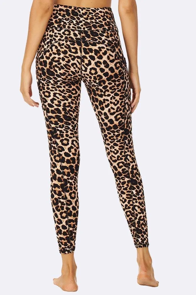 Brown Leopard Print Gym Pocket Leggings