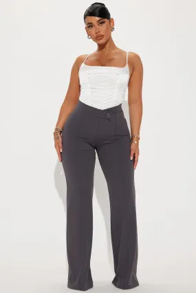 Call It Even Wide Leg Dress Pants - Charcoal