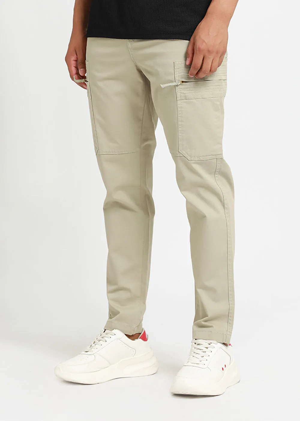 Celadon Green Zip Cargo Pants