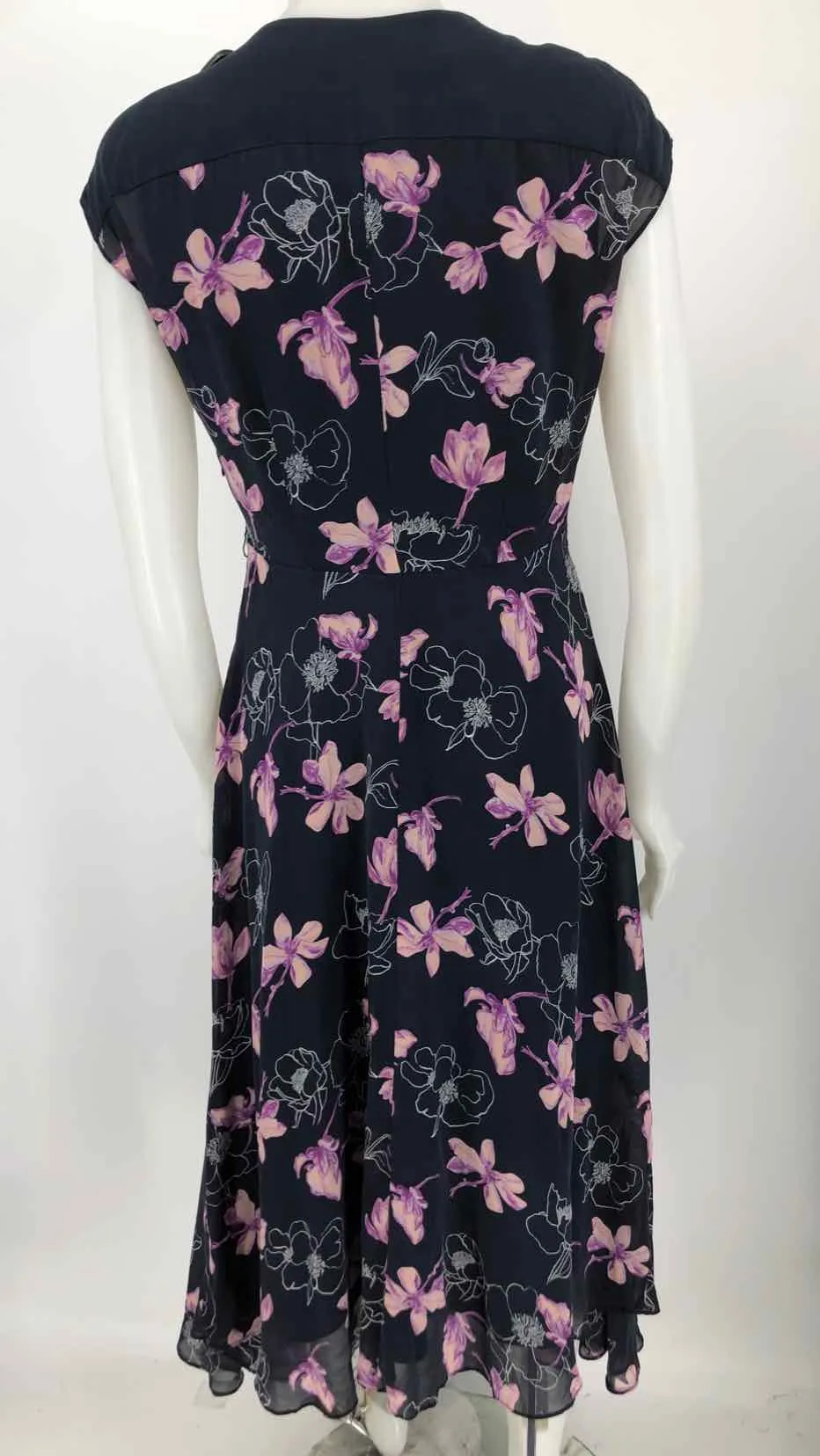 CLUB MONACO Navy Purple Silk Floral Maxi Length Size 6  (S) Dress