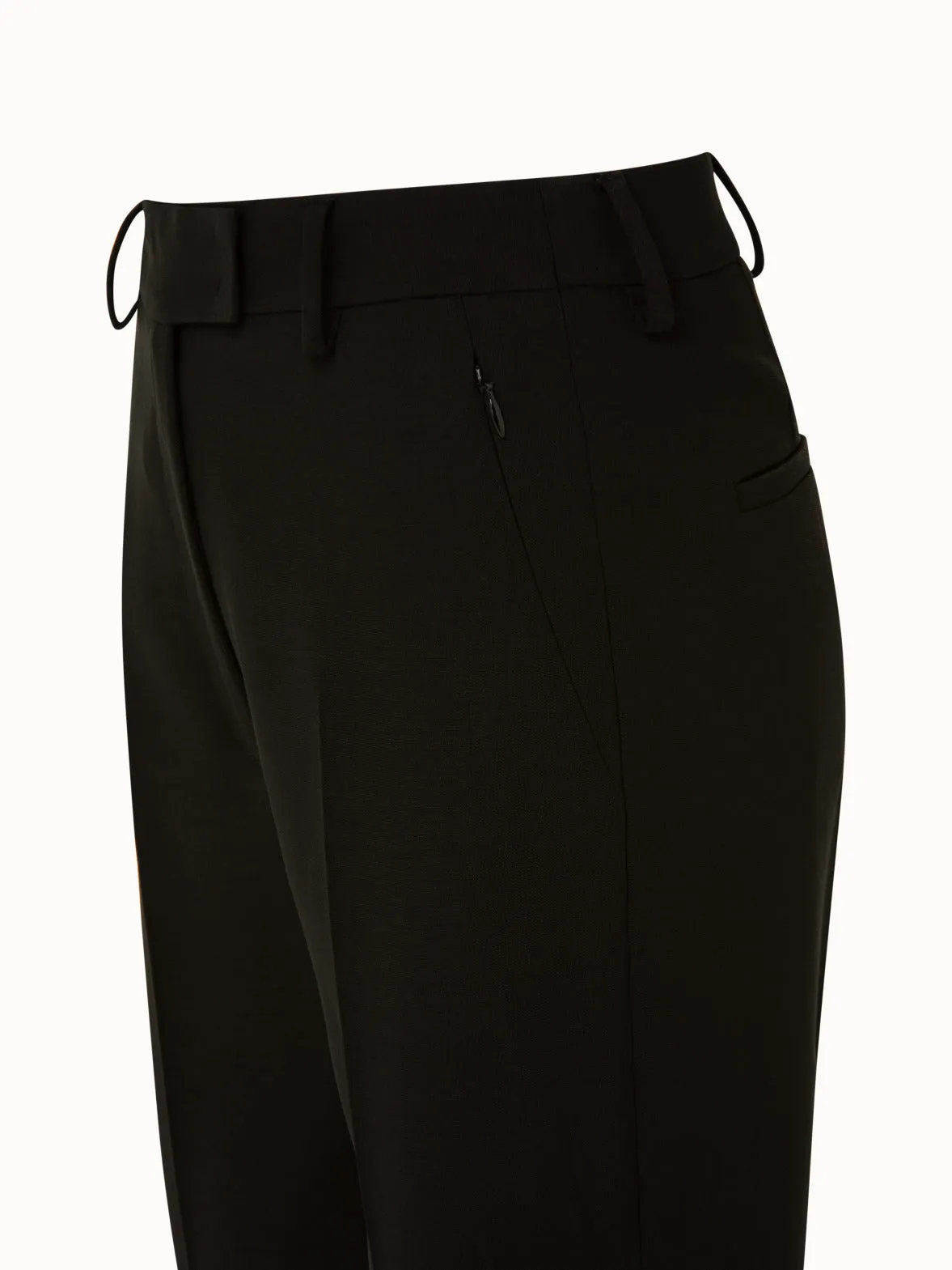 Cropped Hose mit geradem Bein in Woll Double-Face