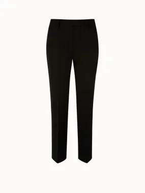 Cropped Hose mit geradem Bein in Woll Double-Face