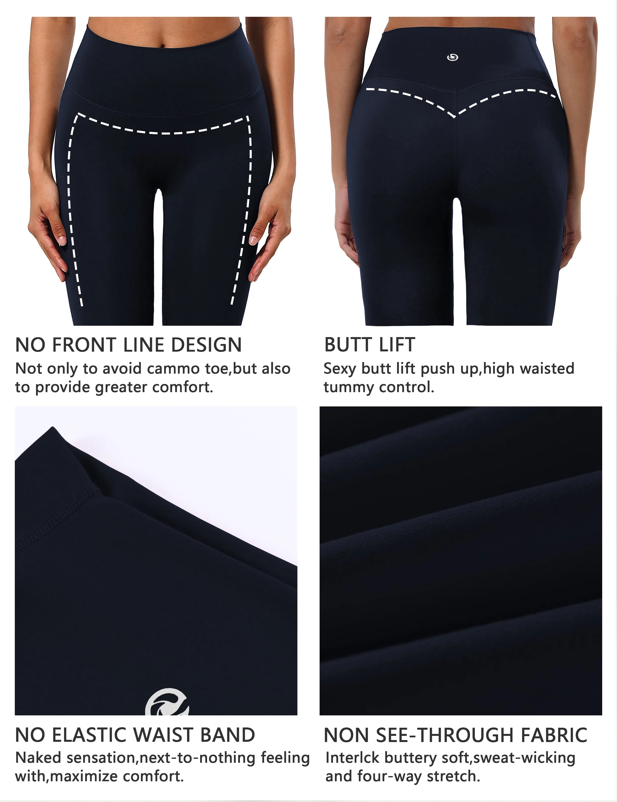 Crotch Seamless Yoga Pants darknavy