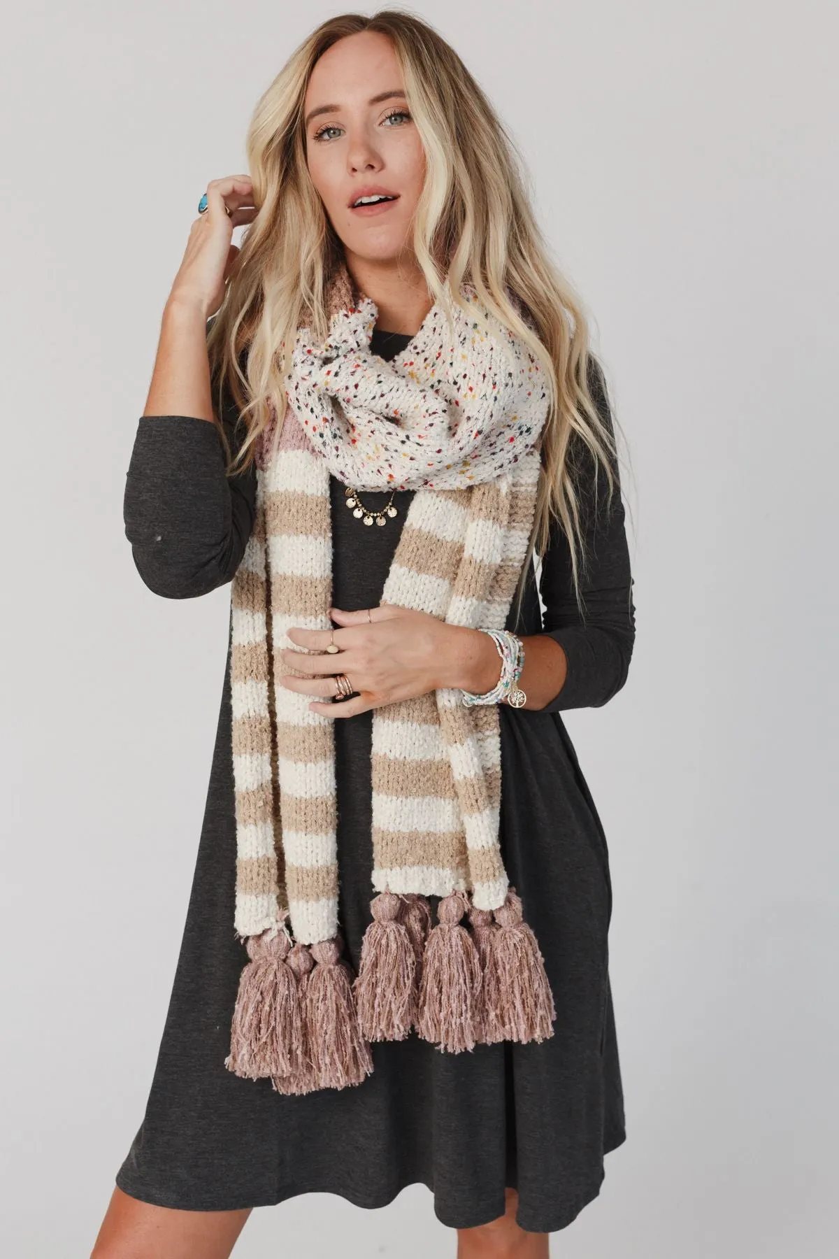 Cuddle Season Chunky Tassel Scarf - Pink