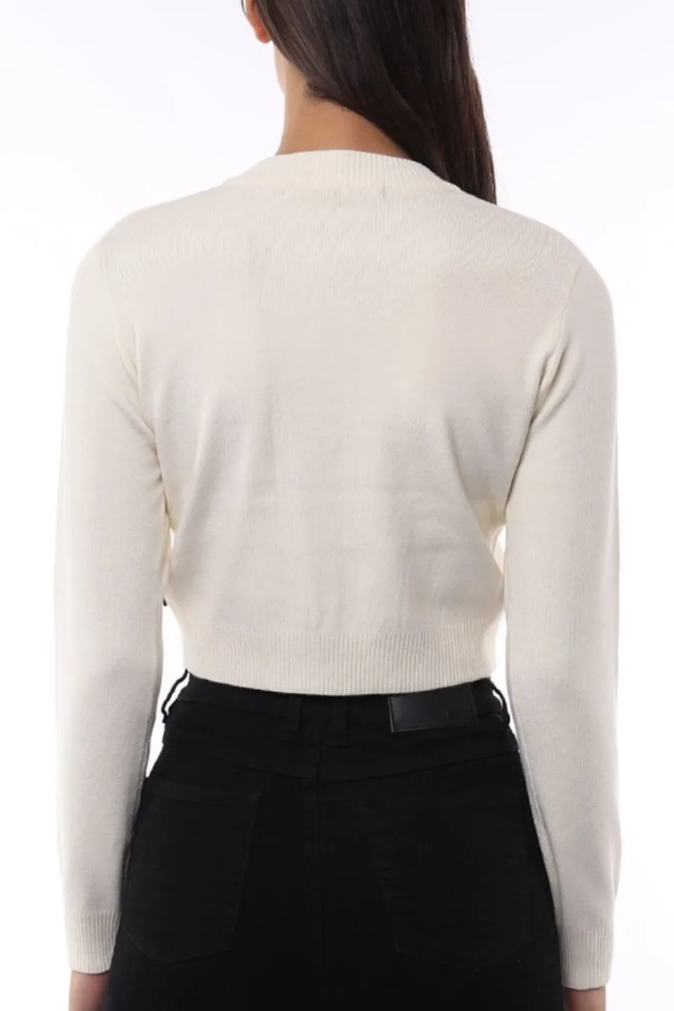 Effortless Zip Crop Natural Knit Top