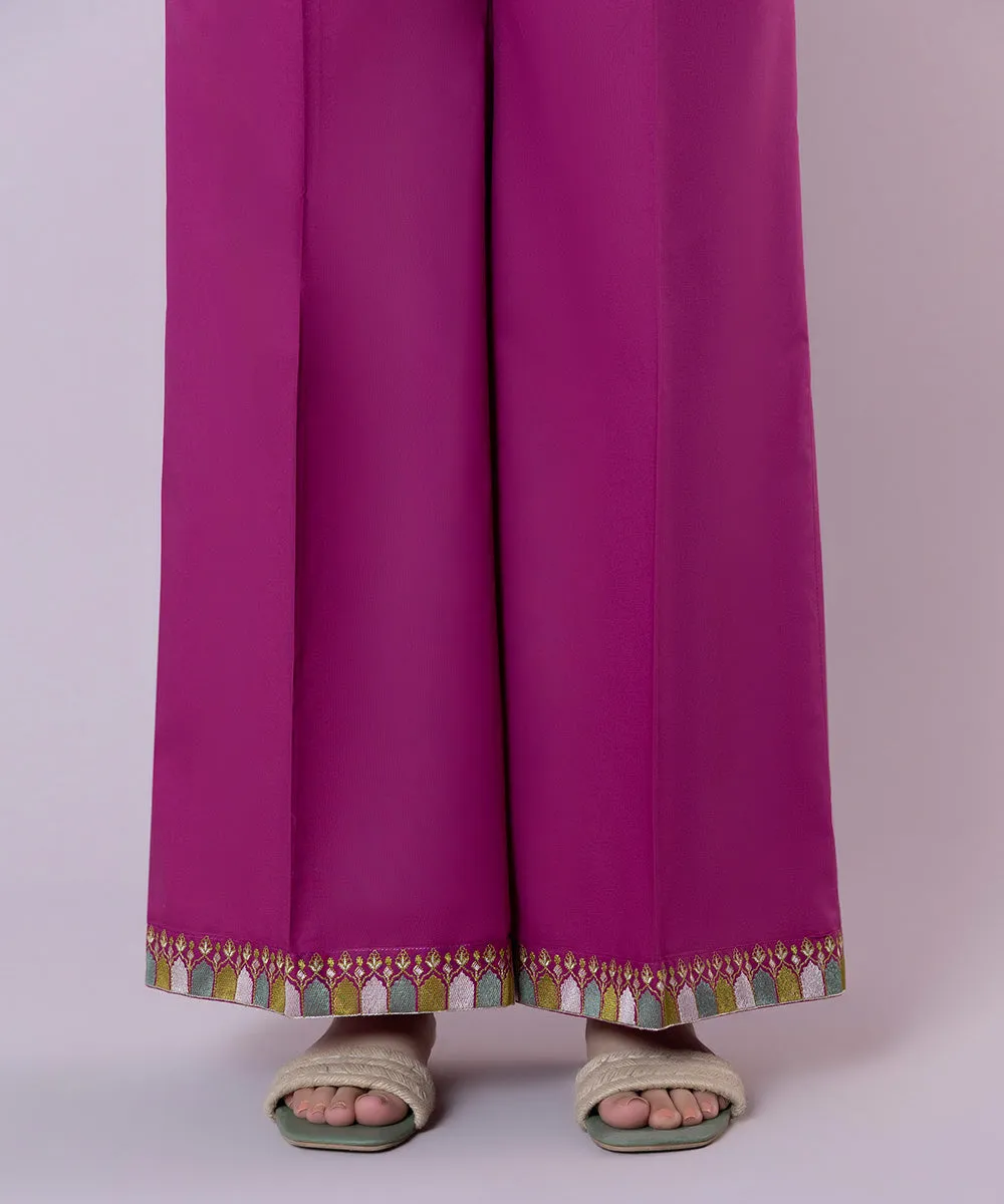 Embroidered Cambric Flared Pants