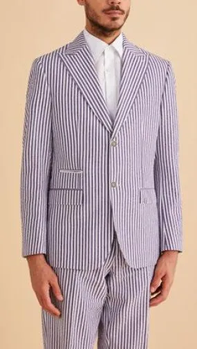 Inserch Seersucker Stripe Suit SU660155-00068 Eggplant