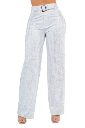 It Girl Rhinestone Pants - White