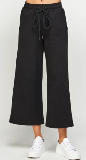 Jane Textured Cropped Wide Pants in Black - FINAL SALE