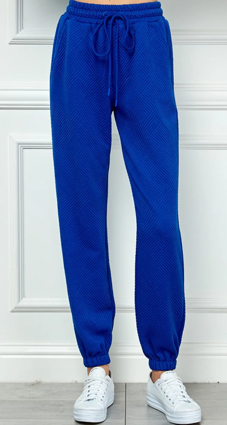 Joyce Textured Jogger Pant in Royal Blue - FINAL SALE