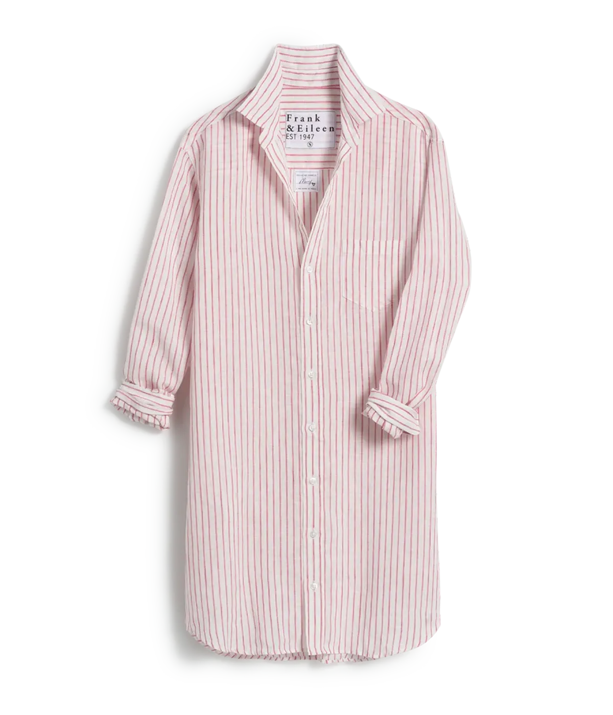 Mary Woven Button Up Dress in Pink Stripe