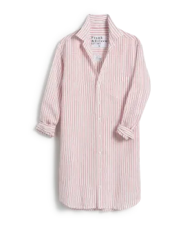 Mary Woven Button Up Dress in Pink Stripe