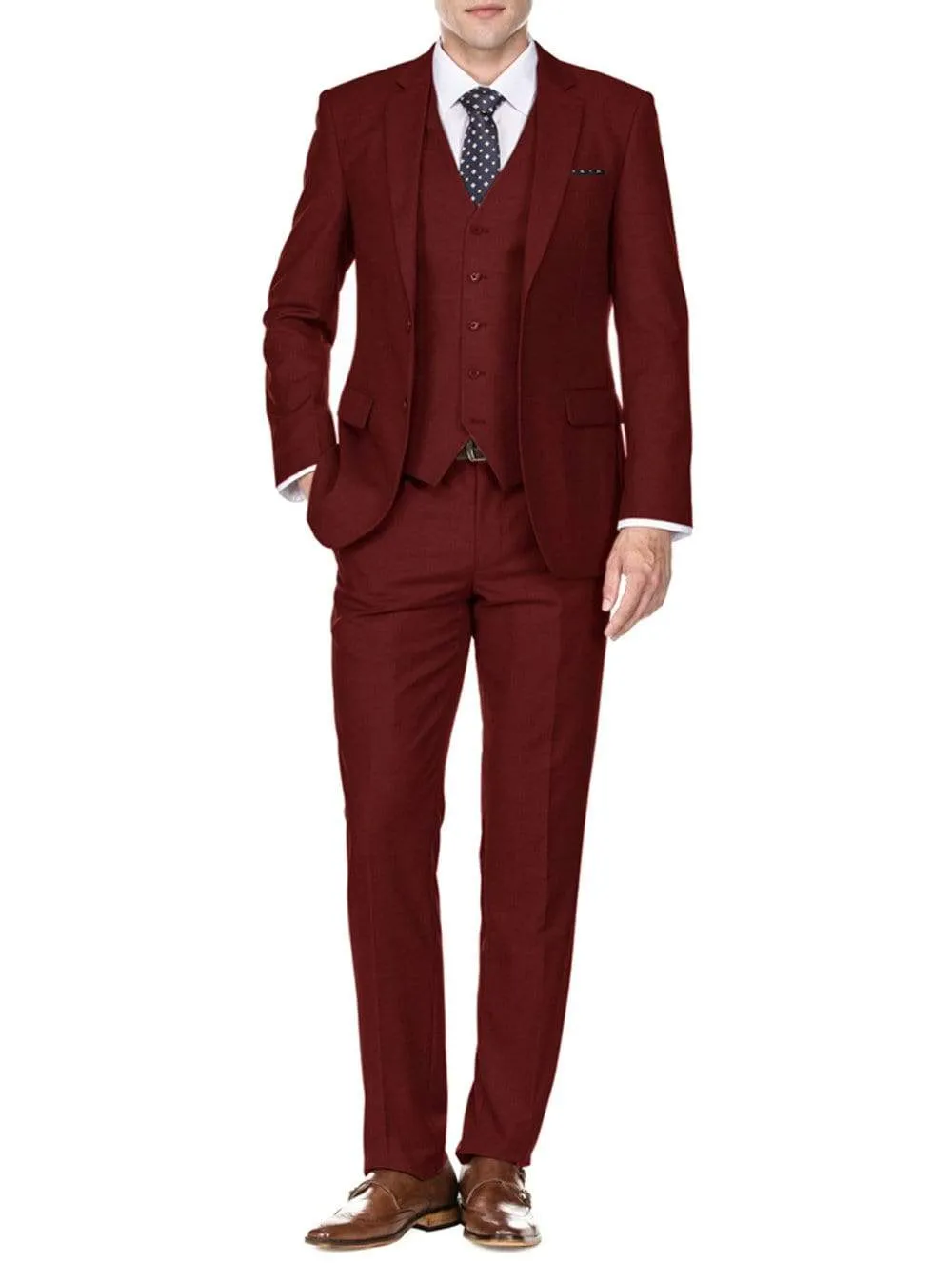 Men's Signature 3-Piece Slim Fit Suits (Burgundy, Lt Grey, Indigo)