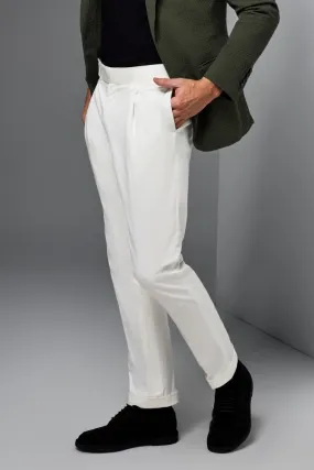 Milan Trouser - White Cotton Stretch