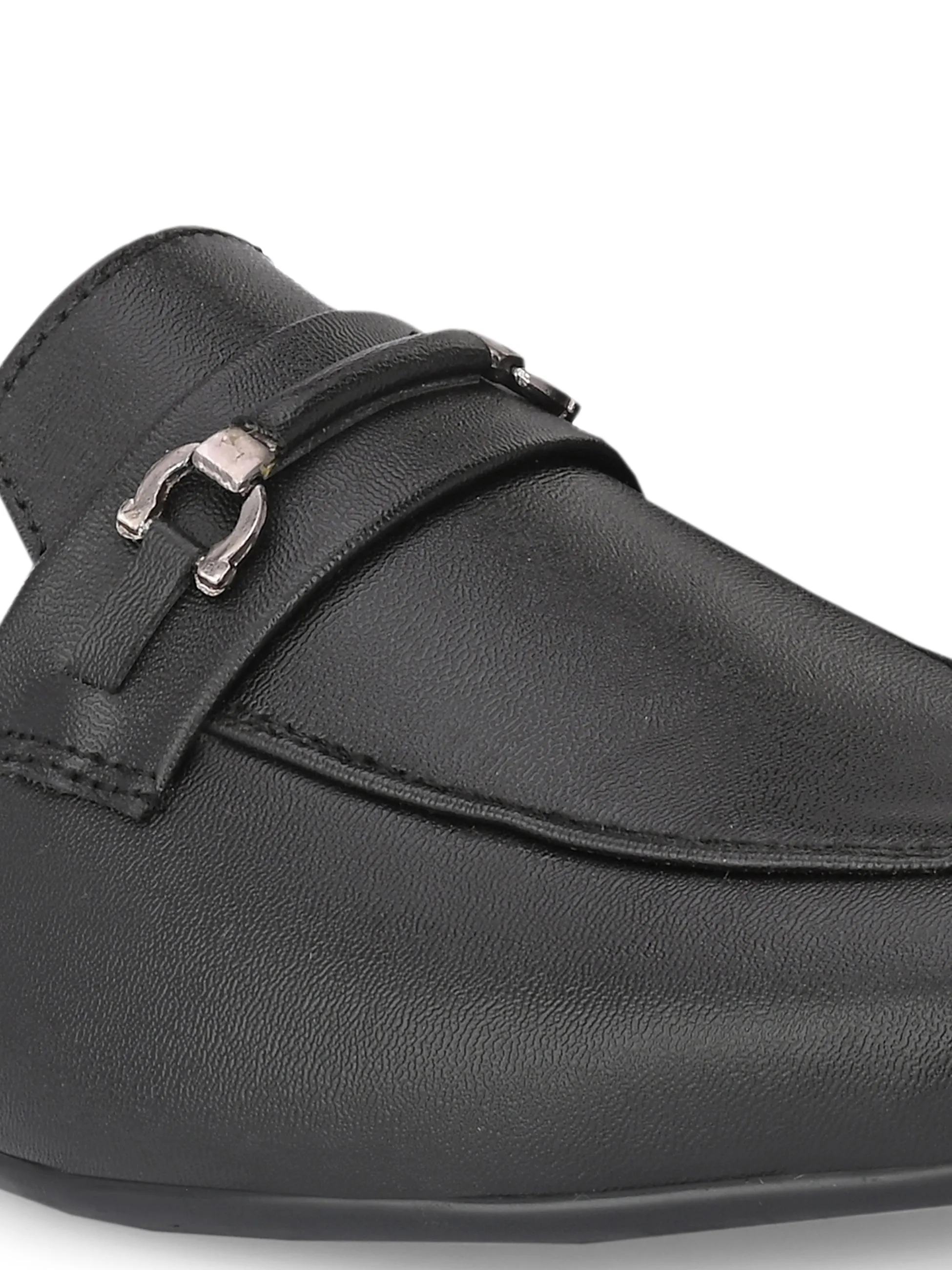 Monaco Black Buckle Mules