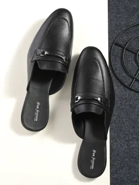 Monaco Black Buckle Mules