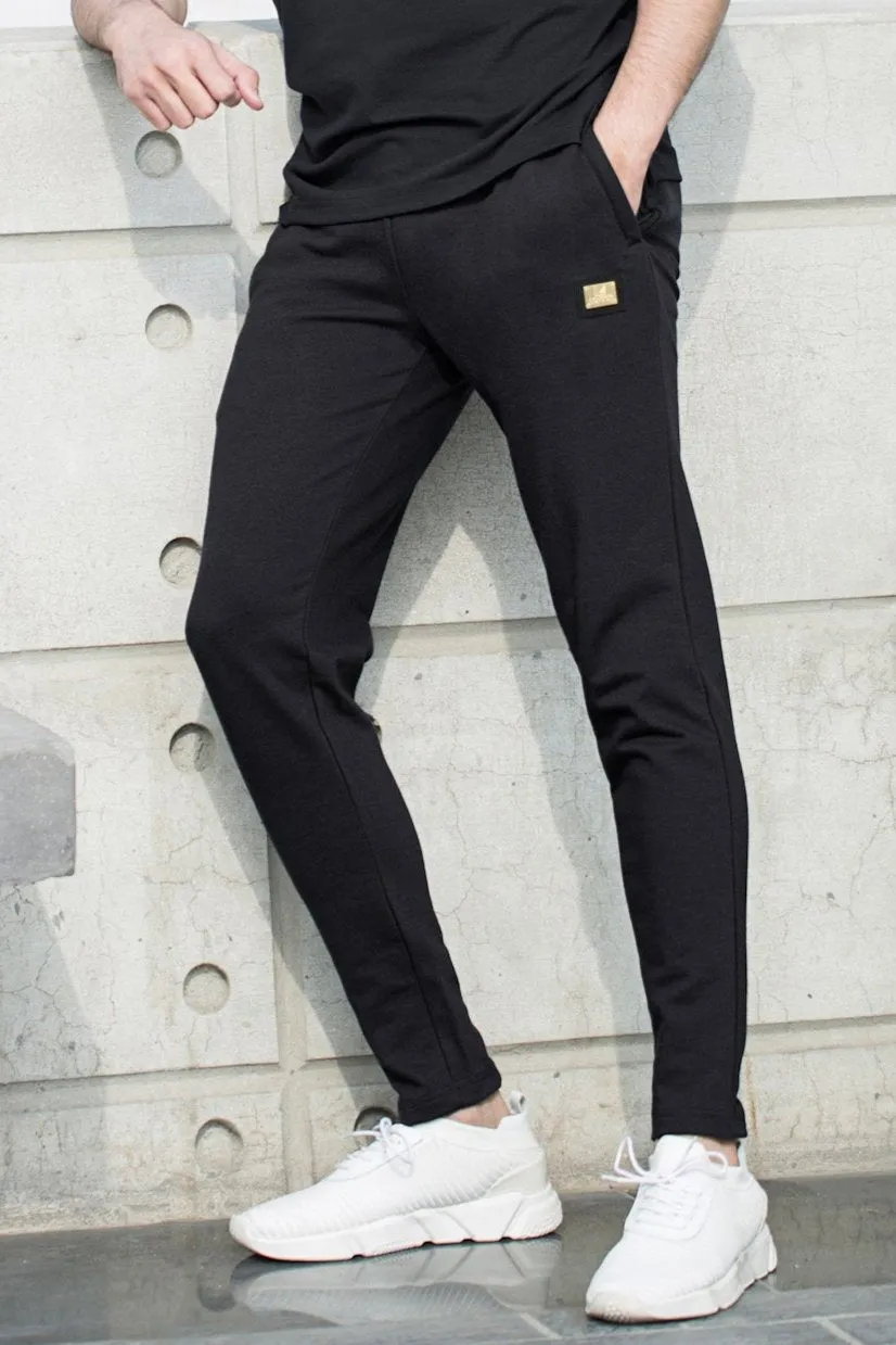 Monaco Zip Cotton Terry  Trouser  - Black