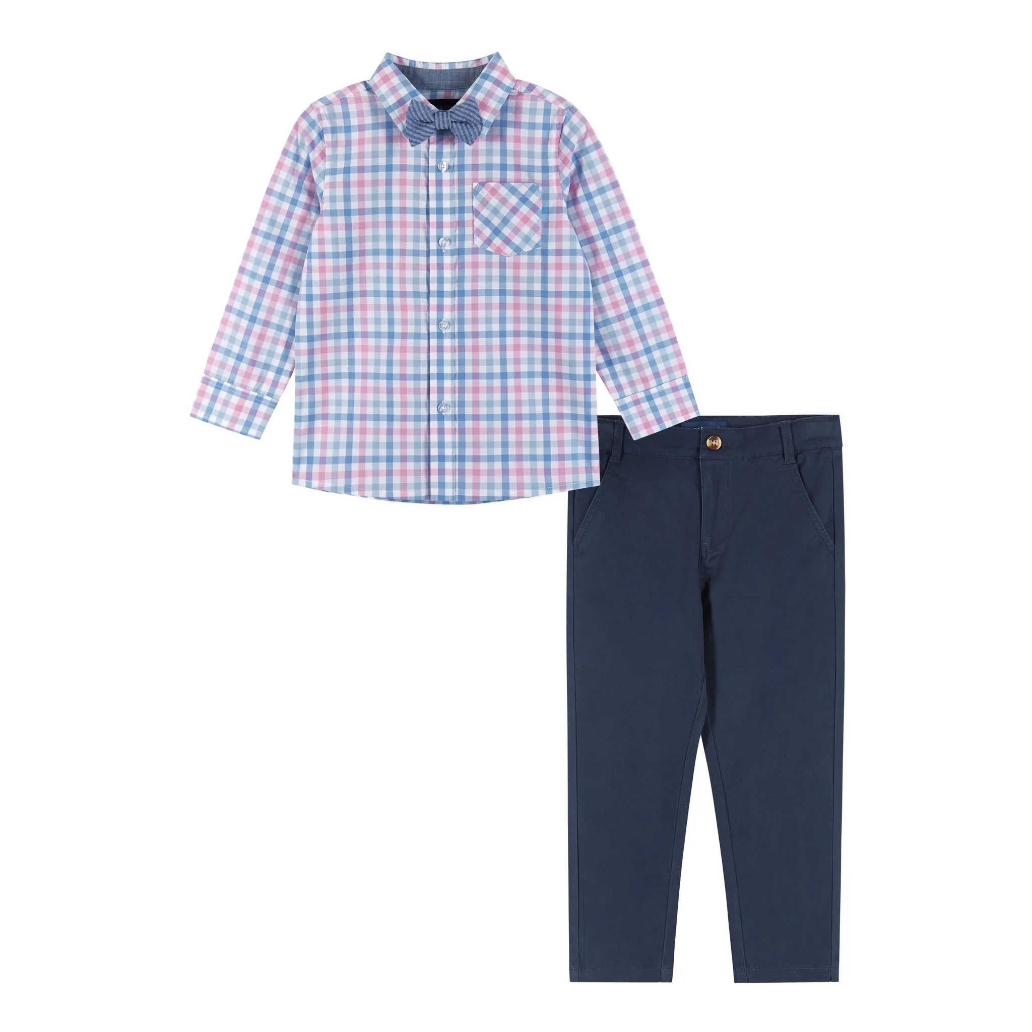 Plaid Buttondown & Pants Set | Navy