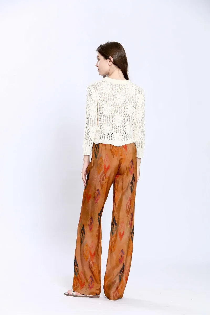 Printed Wide Leg Pants in caramel by See U Soon