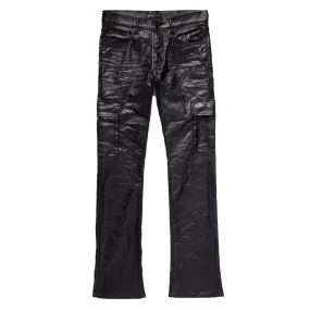 Purple Brand Patent Film Cargo Flare Pants