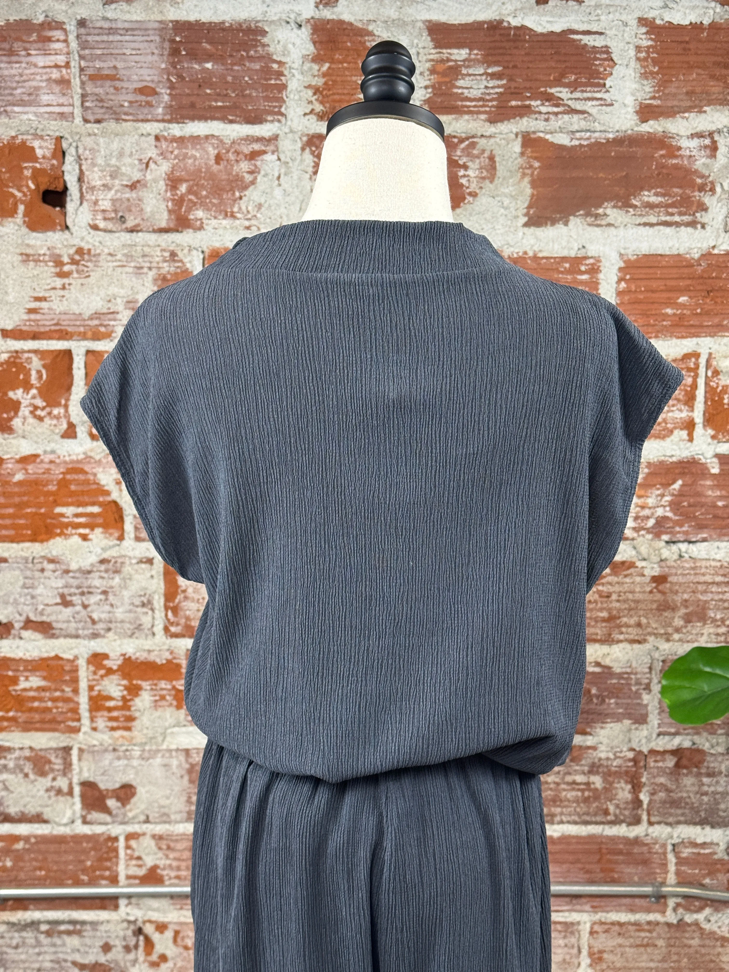 (Restock!) Zuri Mock Neck Top in Charcoal