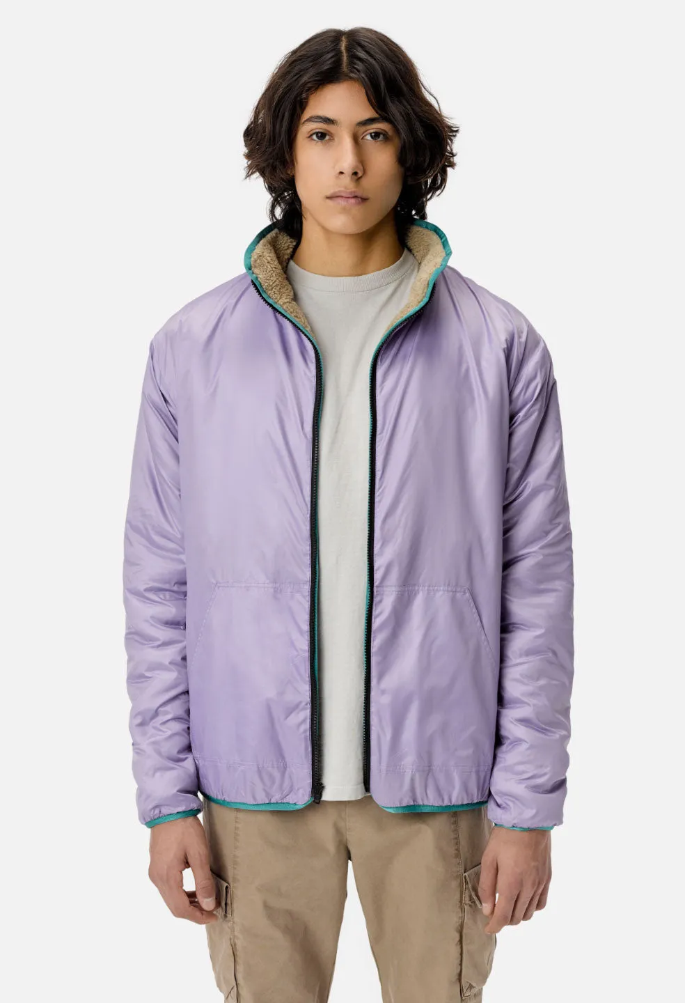 Reversible Polar Fleece Jacket / Brown X Lavender