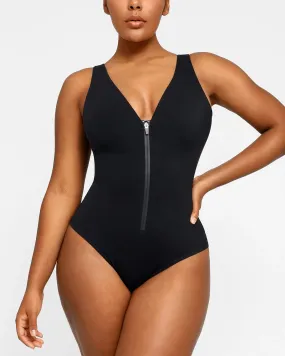 Smart Sculpt Plunge Zip Front Shaping Swimsuit