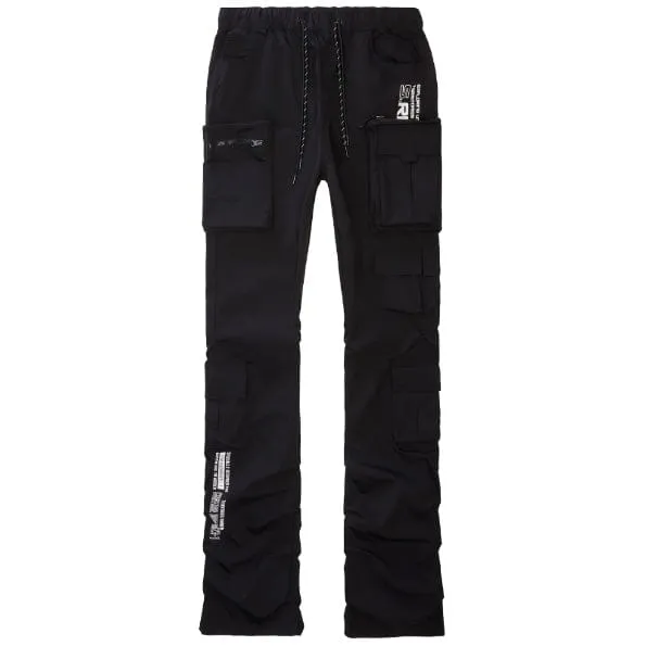 Smoke Rise Cargo Stacked Windbreaker Utility Pants (Black) WP23586